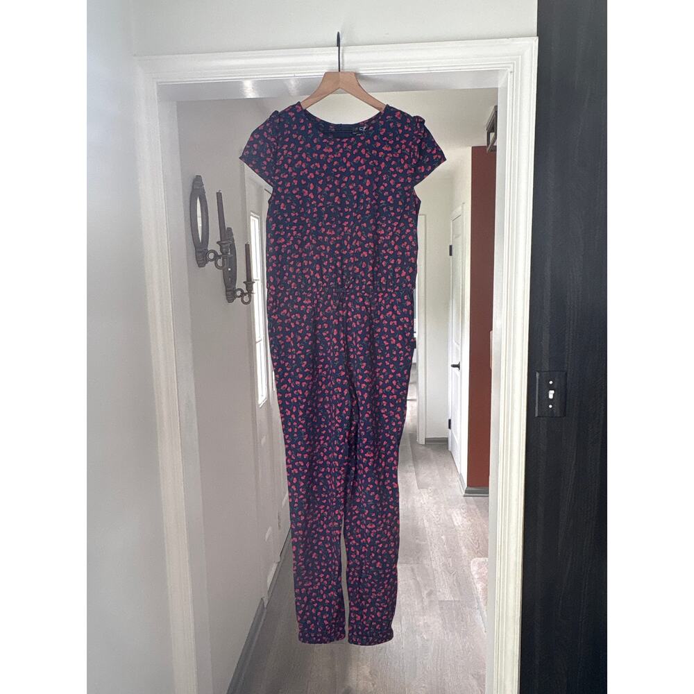 Vineyard Vines | Navy Blue Cherry Print Jumpsuit Girls Size 16 - Picture 2 of 8